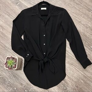 Babaton Aritzia Serge Blouse Black Sz XXS Cupro Fabric